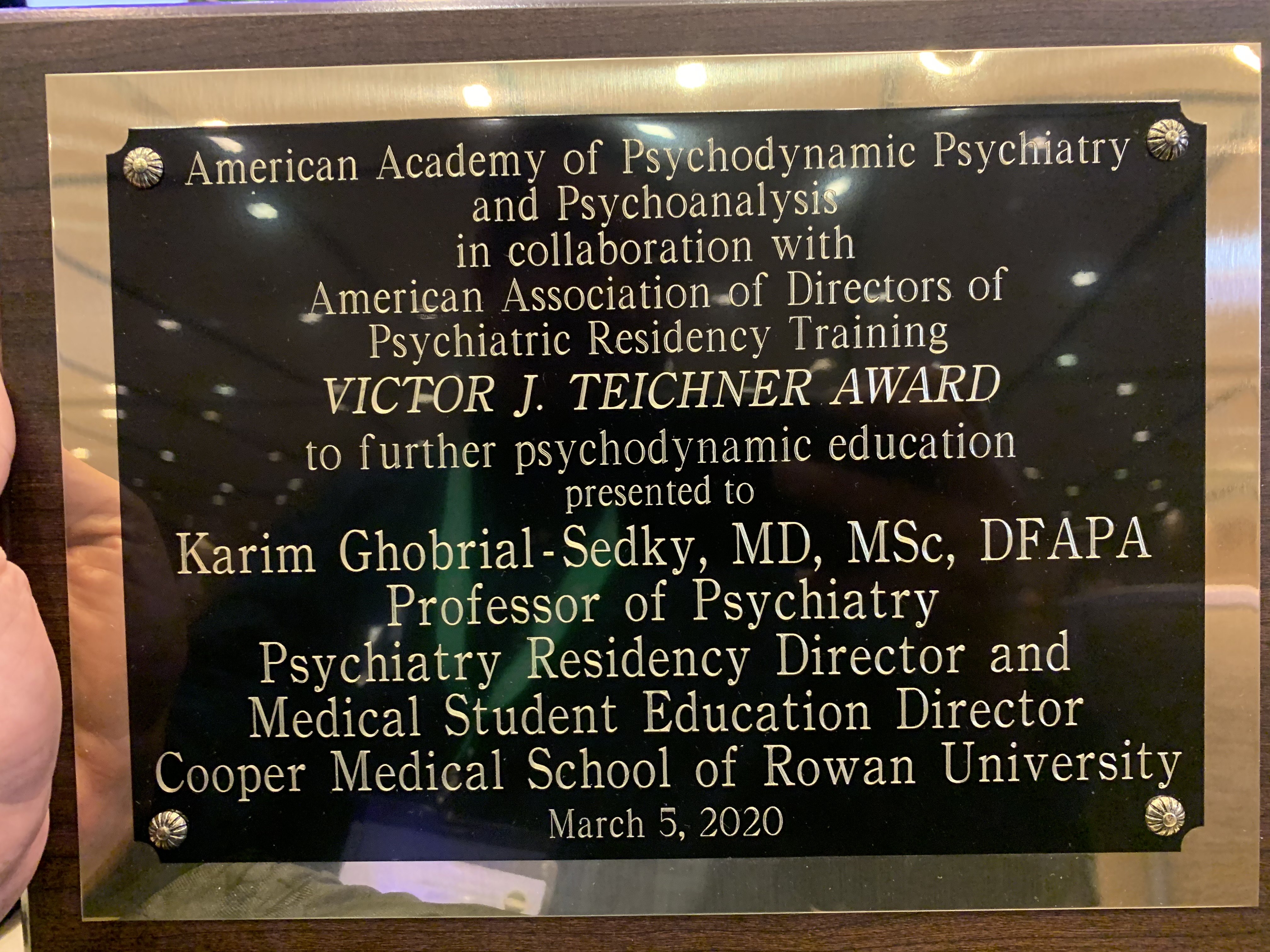 Teichner Award - Plaque Description